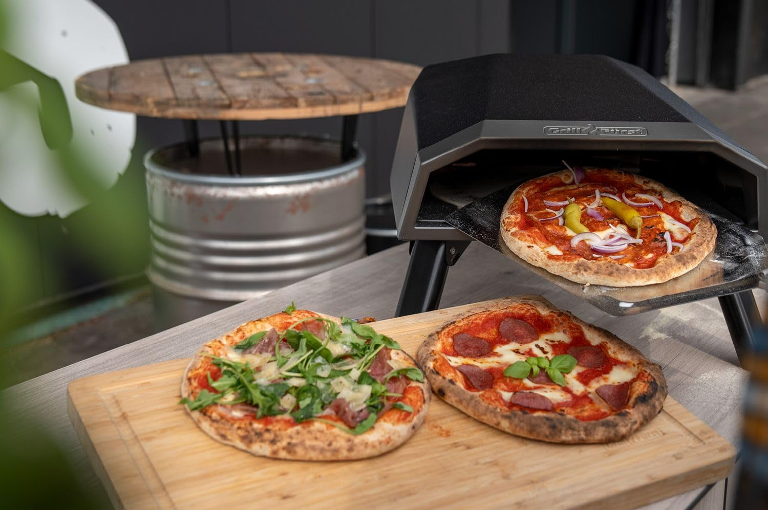 Grillfürst Gas Pizzaofen 305 mit drehbarem Pizzastein - bis zu 400°C, 4,65 kW starker Outdoor-Ofen für Pizza, geeignet für Terrasse, Balkon und Garten, perfekt für knusprige Pizza
